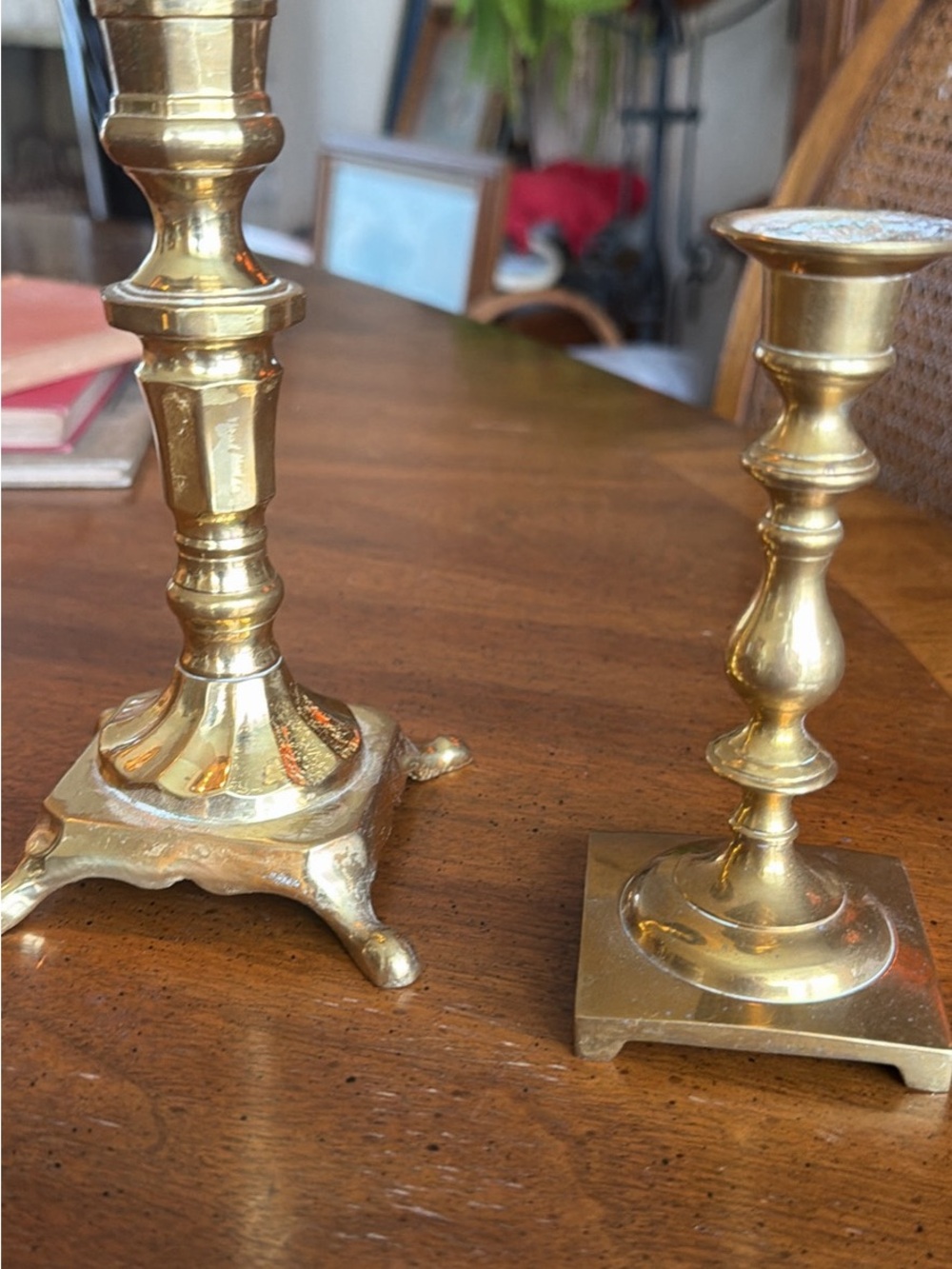 Polished Gold Brass Candlestick Pair